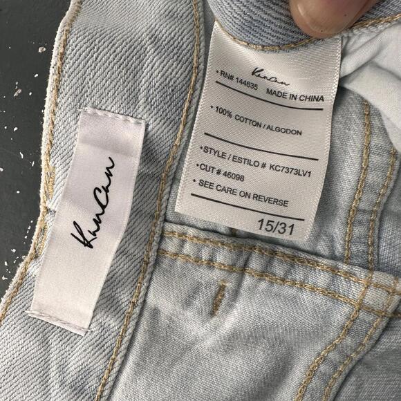 KanCan Jeans Women 36x34 Light Wash Distressed Button Fly Baggy Bell Bottom EUC - Picture 3 of 9